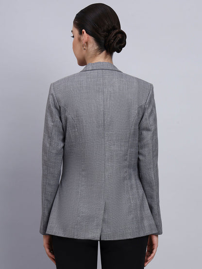 Powersutra Tailored Grey Blazer With Oxidized Button