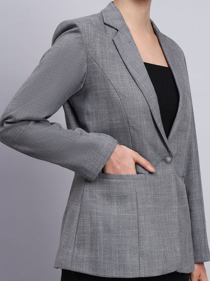 Powersutra Tailored Grey Blazer With Oxidized Button