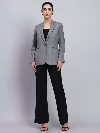 Powersutra Tailored Grey Blazer With Oxidized Button