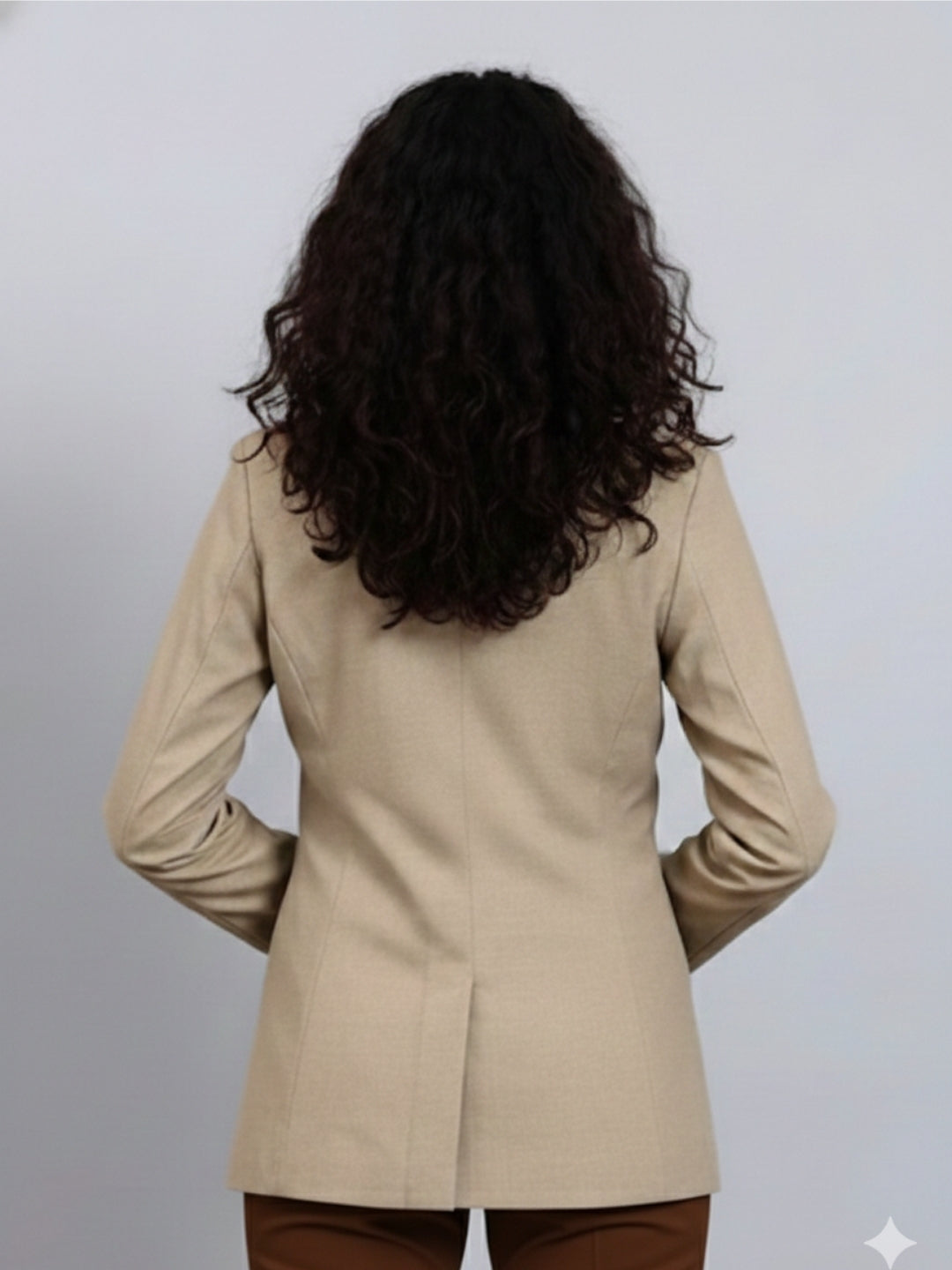 Women Beige Notched Lapel Blazer