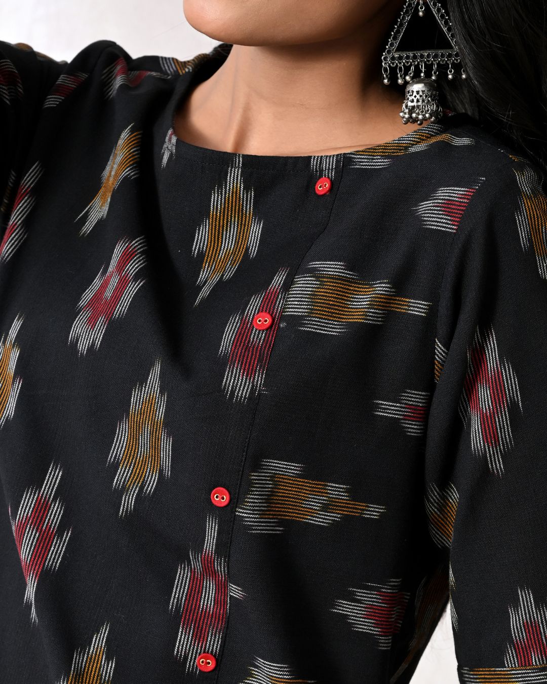 Black Ikat Formal Shift Dress