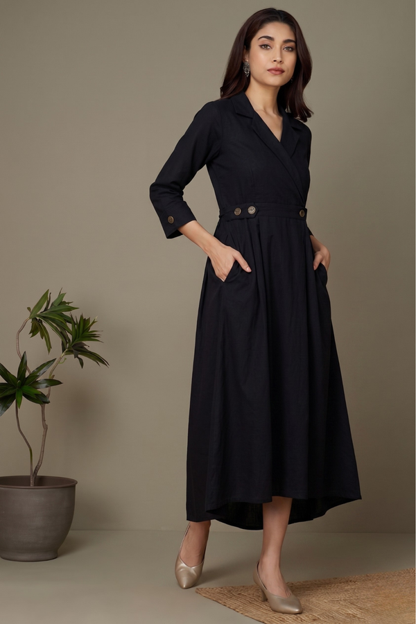 Black Classic Poplin Long Trench Dress Mc