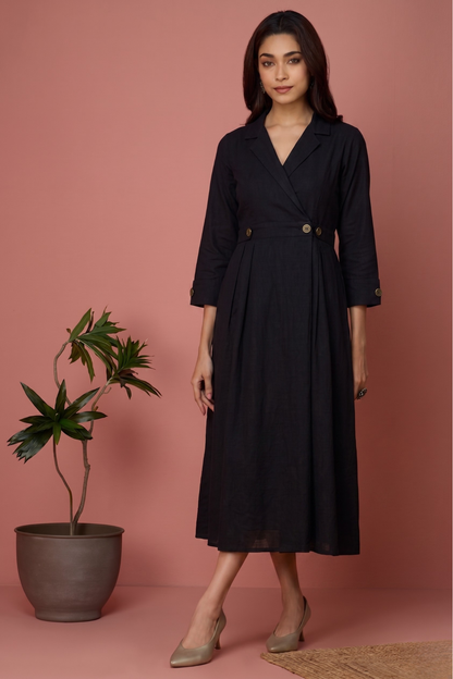 Black Classic Poplin Long Trench Dress Mc