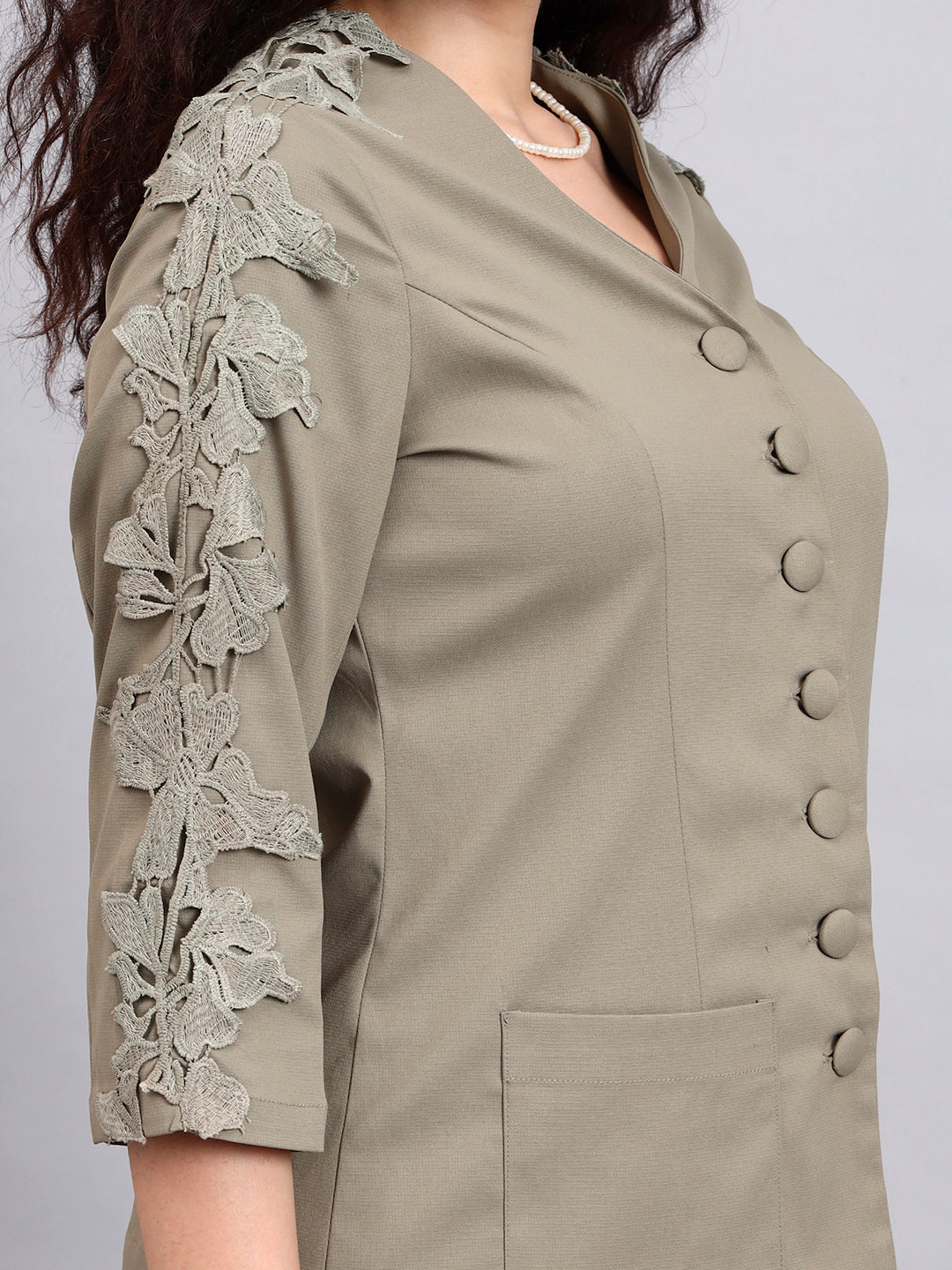 Powersutra Sage Green Stretch Co-Ord Set Featuring Button-Down Top And Loose-Fit Trousers