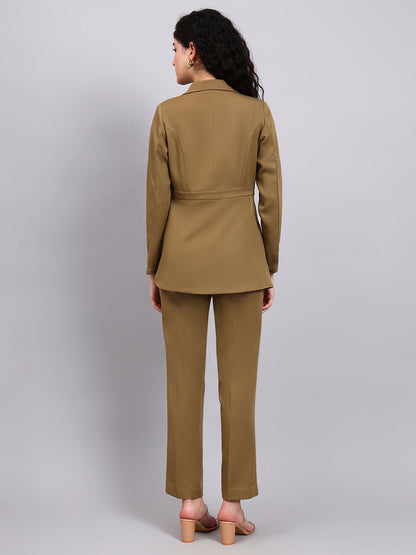 Powersutra Power Dressing Willow Green Co-Ord Set Wrap Top With Straight Trousers