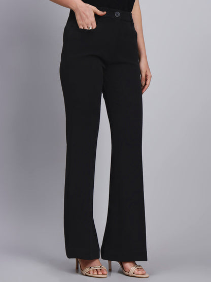 Powersutra Tailored Black Co-Ord Set Featuring Metallic Button With Flared Pants