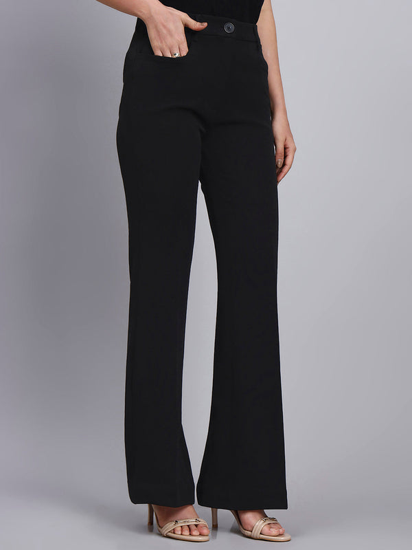 Powersutra Tailored Black Co-Ord Set Featuring Metallic Button With Flared Pants