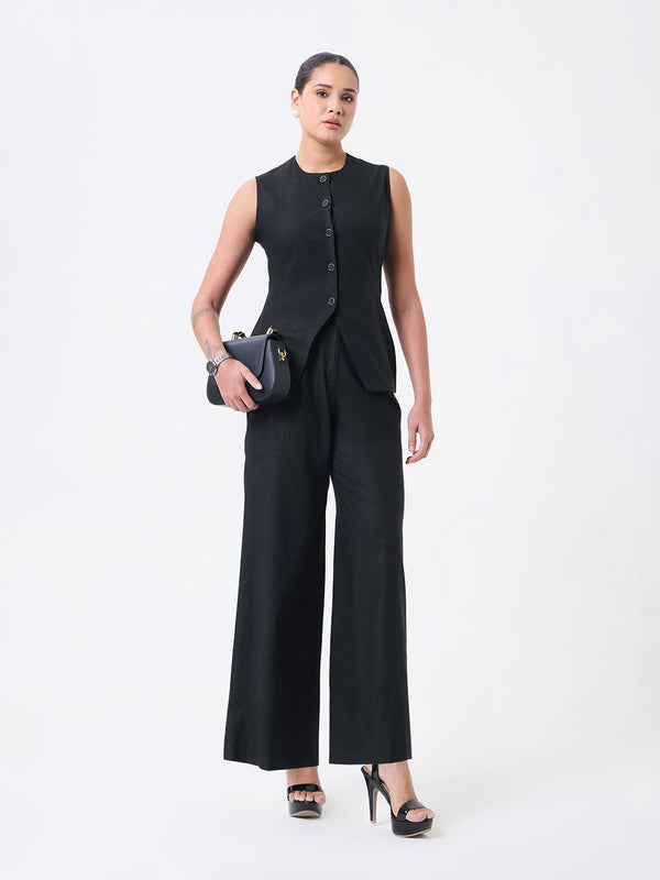 Women Classic Black Sleeveless Co-ords