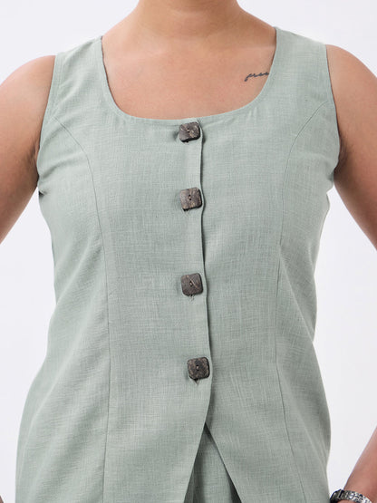Women Green Sleeveless Co-ords