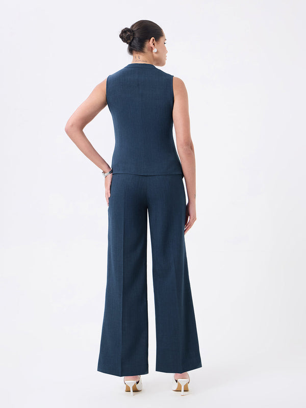 Women Navy Blue Sleeveless Co-ords