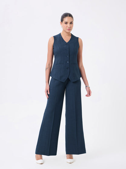 Women Navy Blue Sleeveless Co-ords