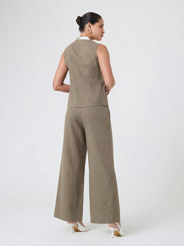 Women Olive Green Sleeveless Co-ords