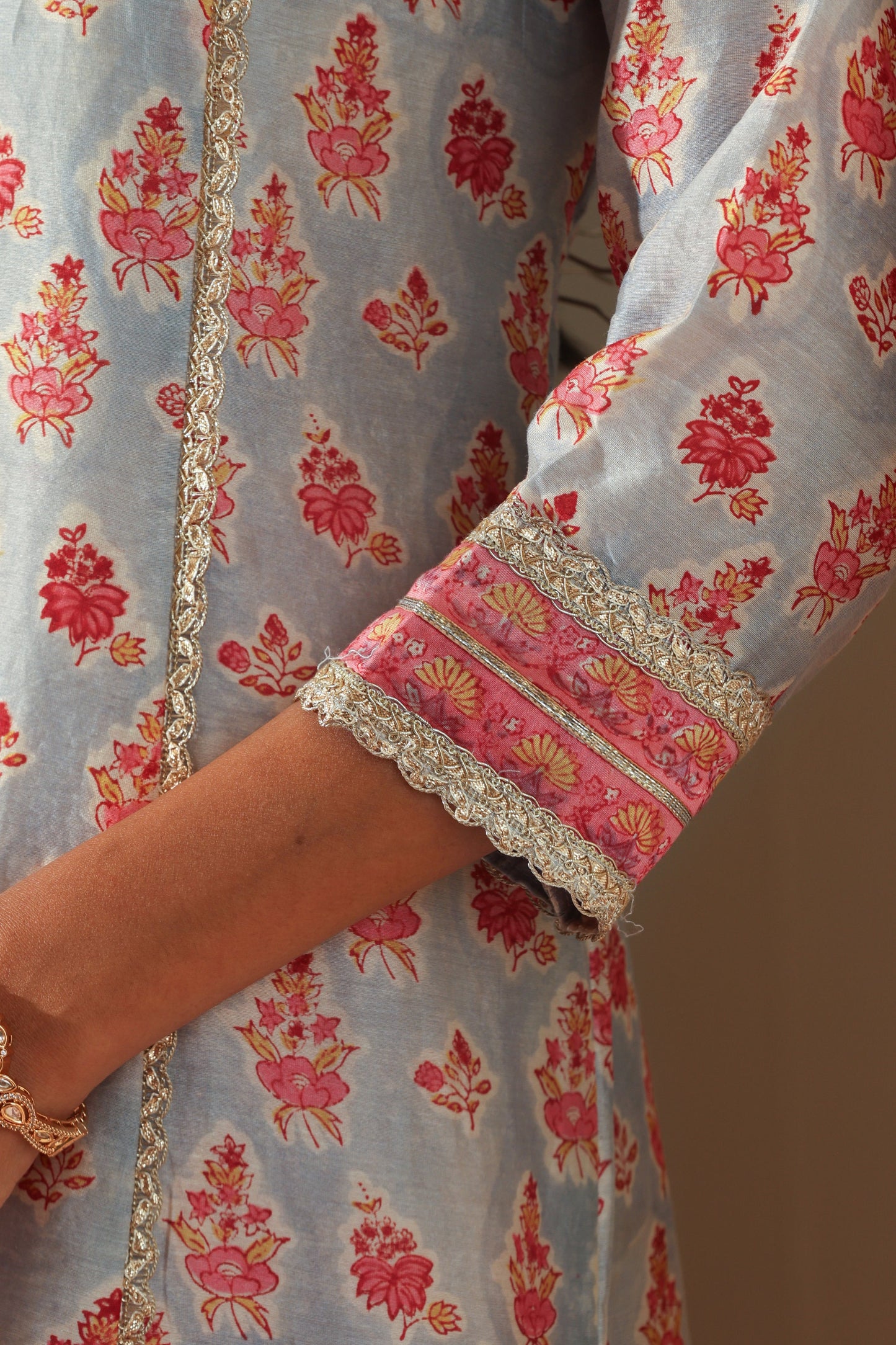 Murraya Calla Blue Chanderi Kurta Set of 3