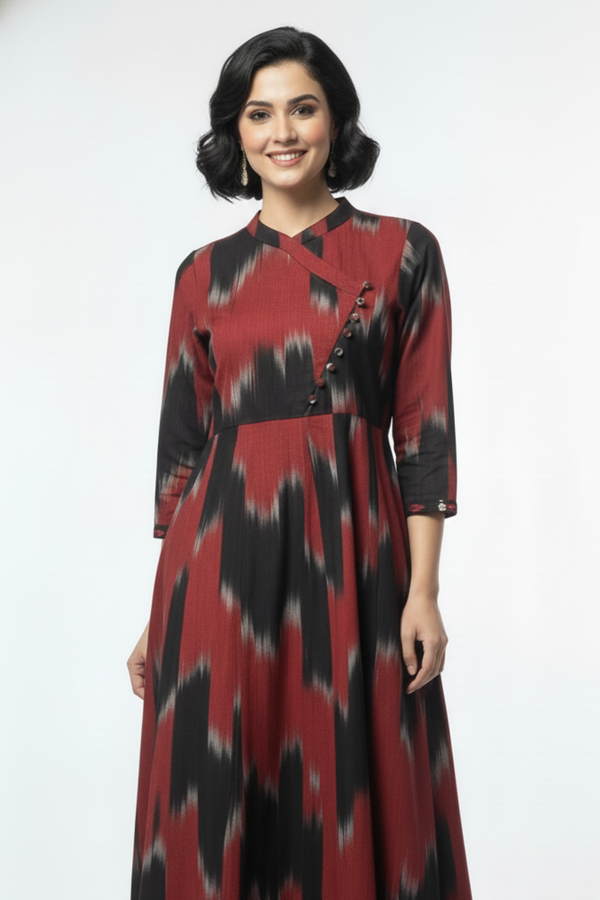 Maati Ruby Night Cotton Cross Potli Angrakha Kurta