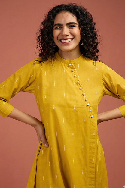 Maati Co-Ord Set Sunbeam Triangle Cotton Cross Potli Angrakha Kurta And Pants