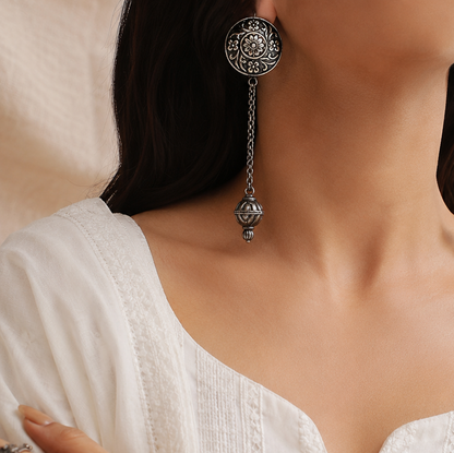 Kirani Silver Look Alike Oxidized Earrings
