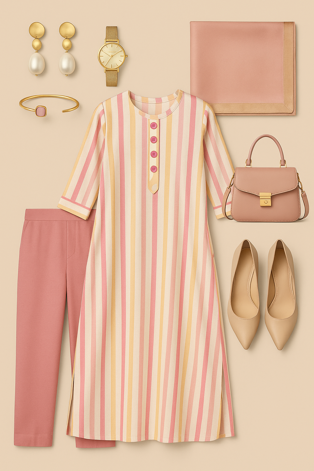 Maati Craft Sunbeam Stripes Kalidar Choga Kurta