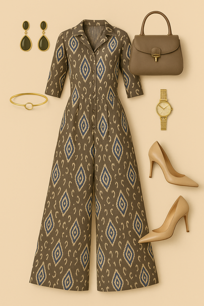 Maati Craft Twilight Dust Jumpsuit with Pockets & Collar