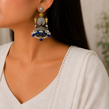 Girija Silver Look Alike Oxidized Earrings