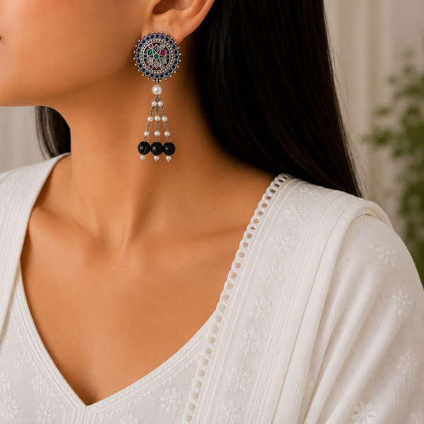 Jinisha Silver Look Alike Earrings