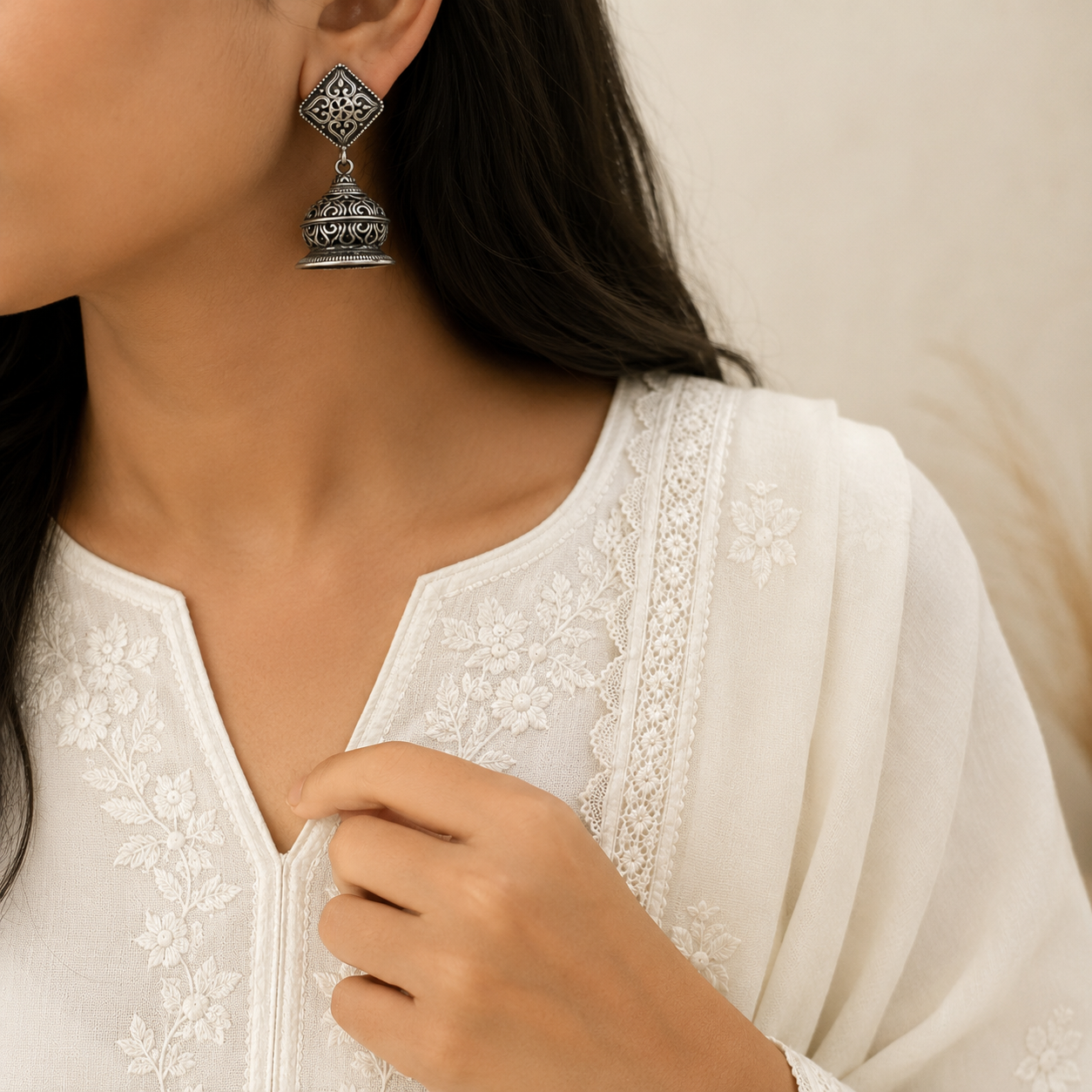 Terra Black Metal Earrings Jhumkas