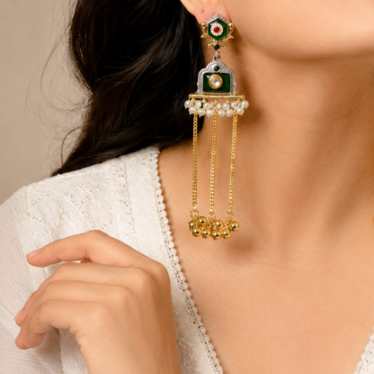 Evara Look Alike Dual Tone Stone Earring