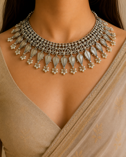 Rivayat  silver look alike Choker Set For Navratri