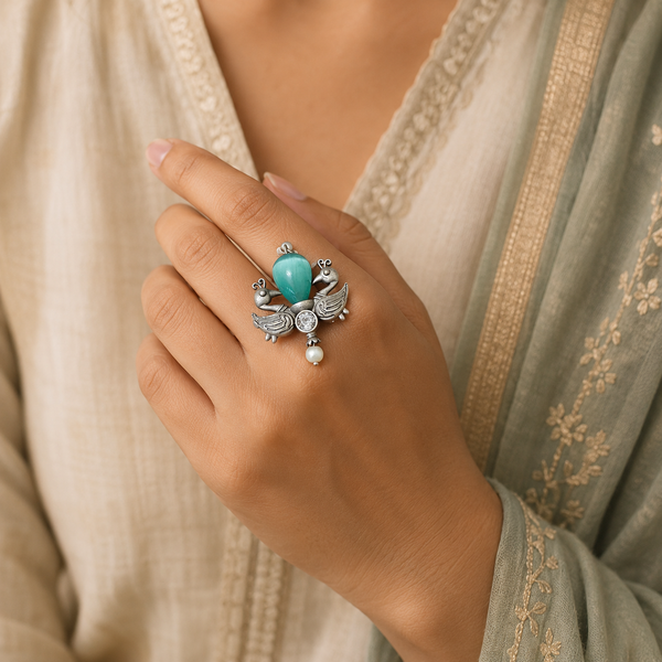 Vintage Silver Look Alike Oxidized Ring