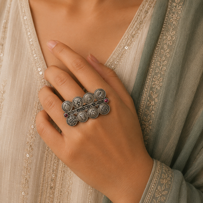 Tribal Silver Look Alike Oxidized Ring