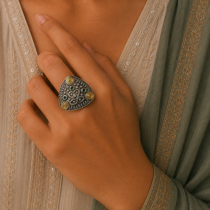 Juniper Silver Look Alike Dual Tone Ring For Women