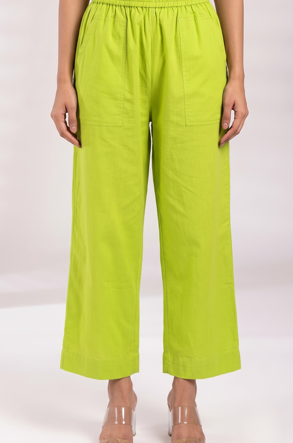 Comfort fit pants - Lime Green Striped Cotton Mc