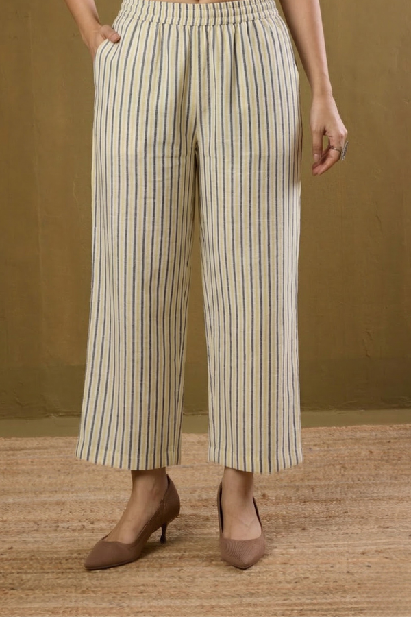 Comfort Fit Pants - White Blue Yellow Stripe Mc