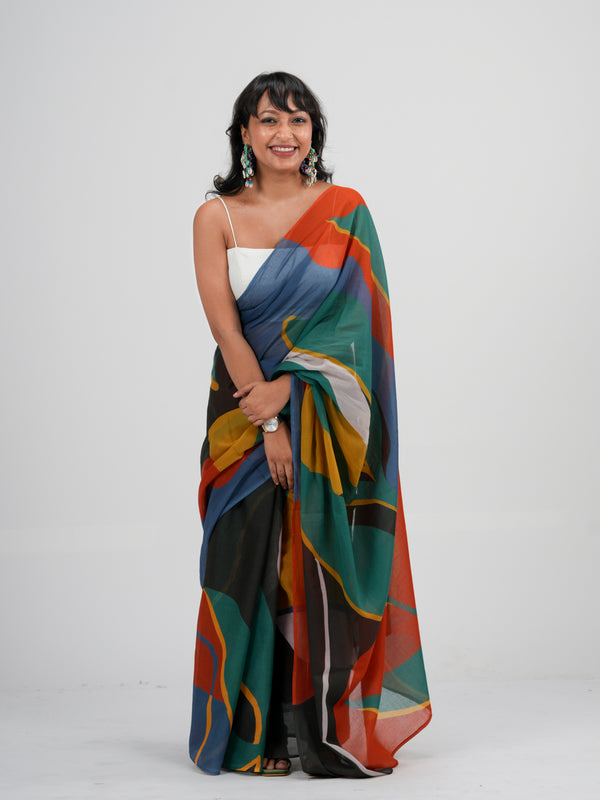 Jamaican Abstract Saree