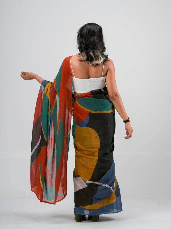 Jamaican Abstract Saree