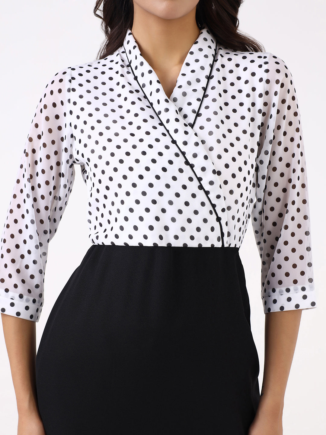Women Black Polka Dot Knee Length Dress