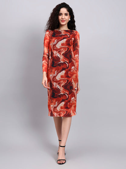 Powersutra Bodycon Mesh Printed Dress