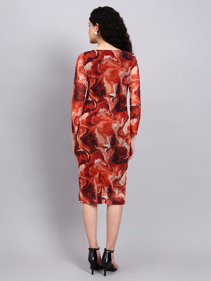 Powersutra Bodycon Mesh Printed Dress