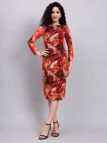 Powersutra Bodycon Mesh Printed Dress
