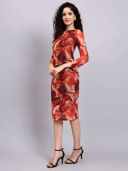 Powersutra Bodycon Mesh Printed Dress