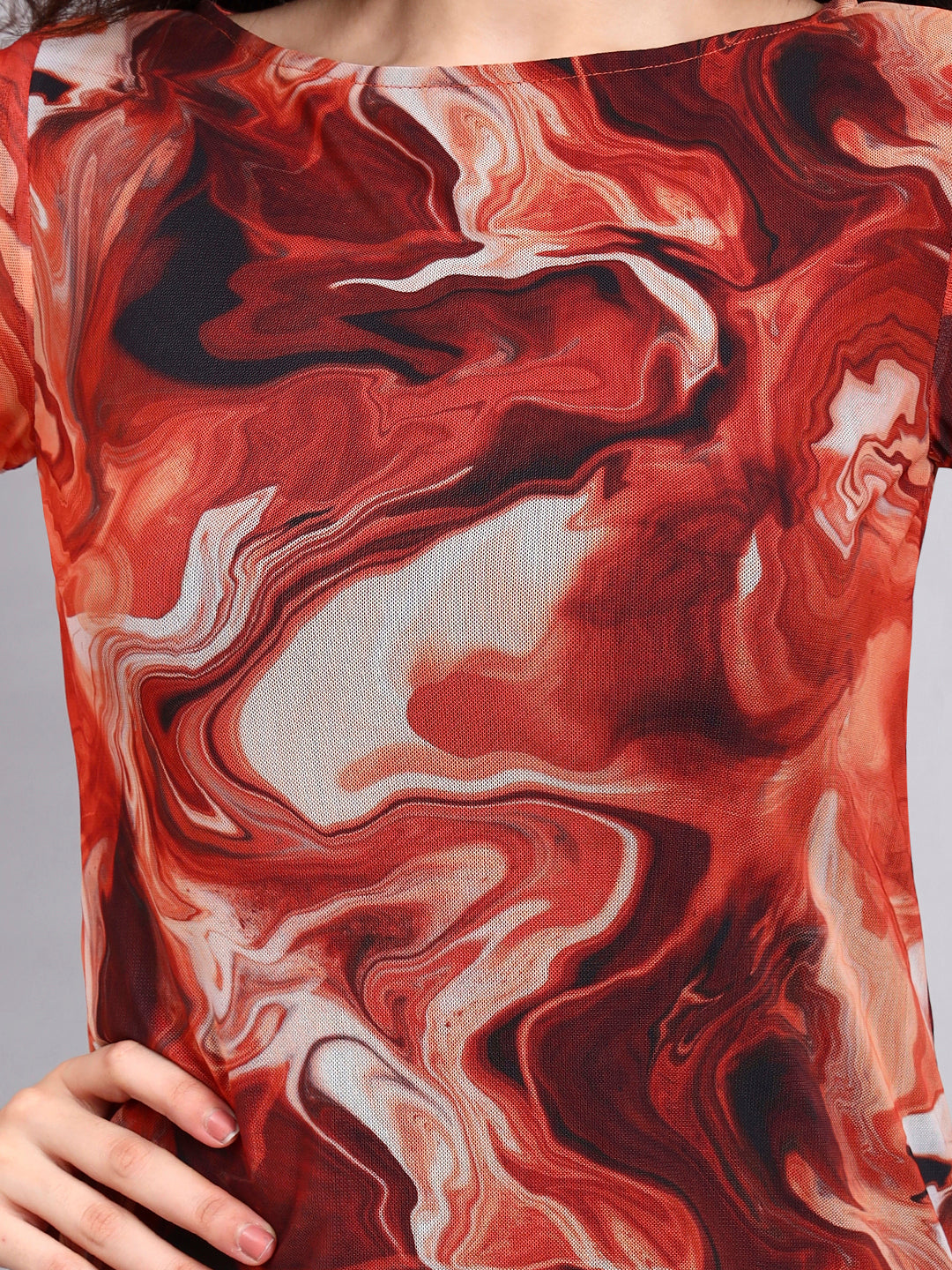 Powersutra Bodycon Mesh Printed Dress