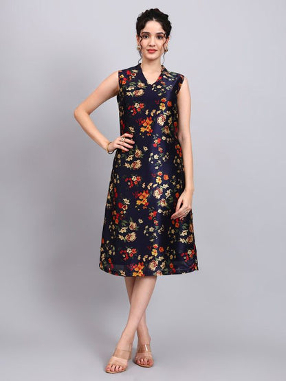 Powersutra Midnight Blossom Sleeveless A-Line Dress