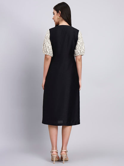 Powersutra Vintage Floral Bodice Black Midi Dress