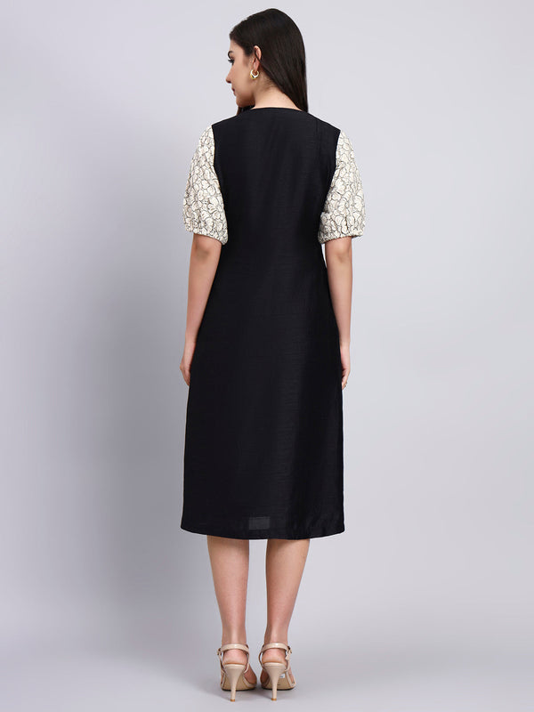 Powersutra Vintage Floral Bodice Black Midi Dress