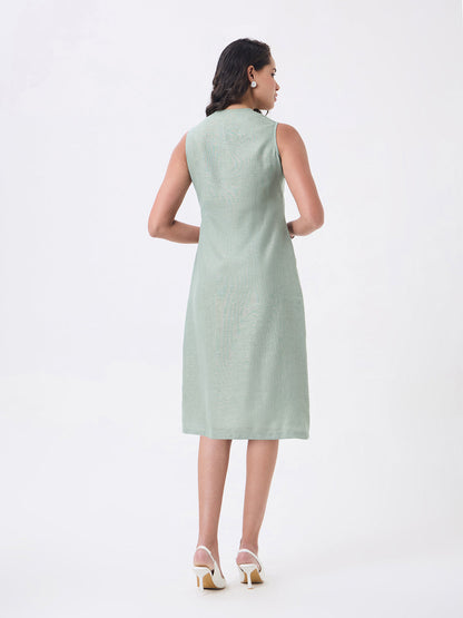 Women Green Knee Length Straight Dress