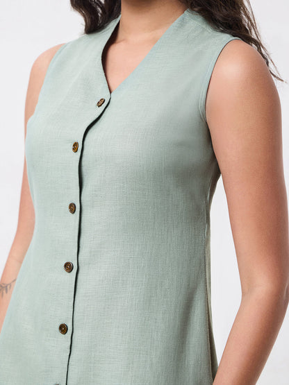 Women Green Knee Length Straight Dress