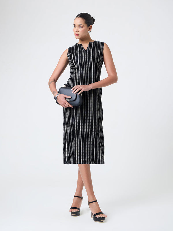 Women Black Midi Straight Dresses