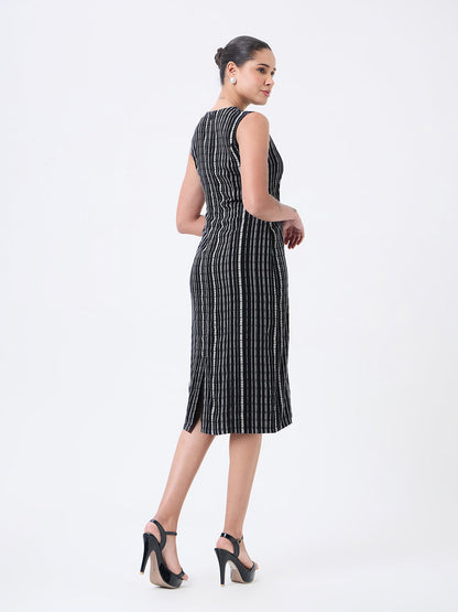 Women Black Midi Straight Dresses