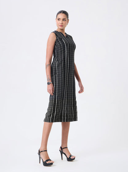 Women Black Midi Straight Dresses