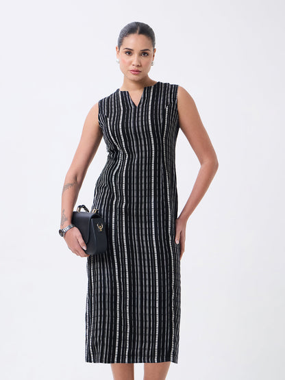 Women Black Midi Straight Dresses