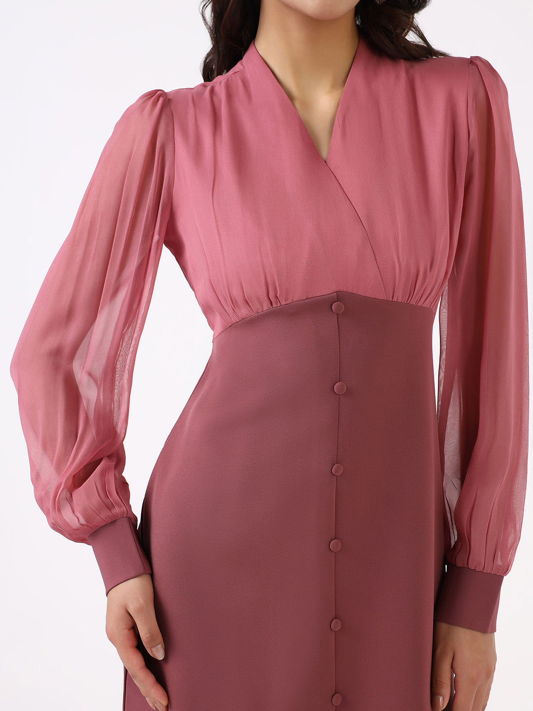 Women Dusty Pink Stretch Sheath Midi Dress